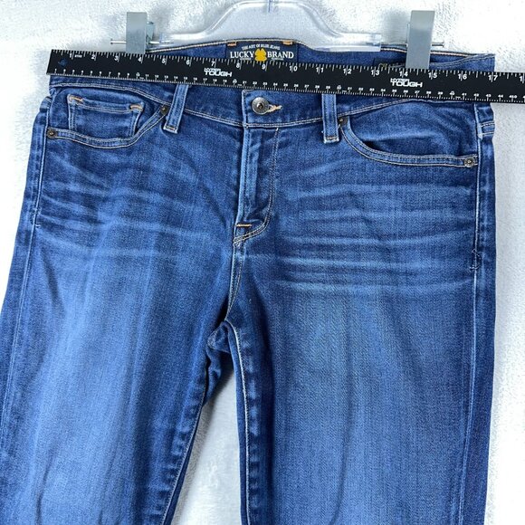 Lucky Brand Jeans Women's Size 12/31 Charlie Skinny Distressed Denim Blue - Picture 7 of 11